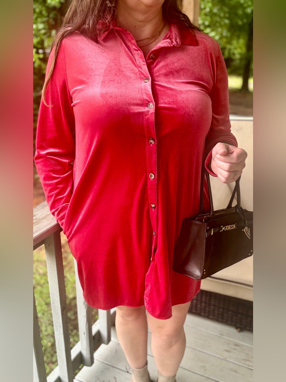 Pink Velvet Shirt Dress Size Tag Missing Fits Like Plus Size 1X